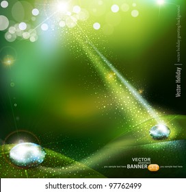green vector background with a drop of dew svg