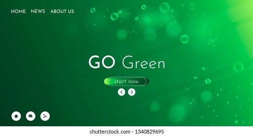 Green vector background. Ecological concept. Nature gradient backdrop with bright sunlight. Abstract green blurred background.