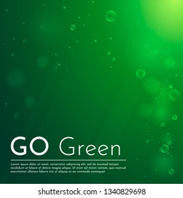 Green vector background. Ecological concept. Nature gradient backdrop with bright sunlight. Abstract green blurred background.