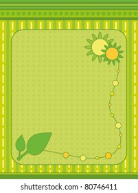 Green vector background with flowers and leaf