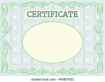 Green vector background. Guilloche. A complex pattern. It can be used as a certificate, diploma, banknotes. Tangier Grid.