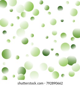 Green Vector Background. Green and herbaceous circles on white square background. Vector green round confetti splash isolated on white background. Spring background. For covers, postcards, website.