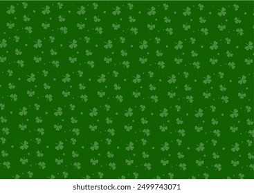 Green vector background with Irish shamrocks - vector illustration
