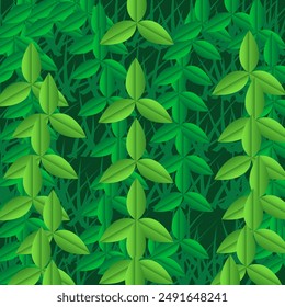 Green vector background with leaves.Illustration.