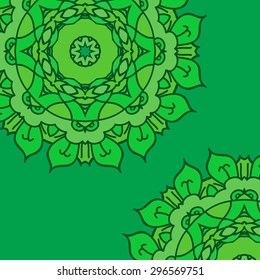 Green vector background with ornamental mandala