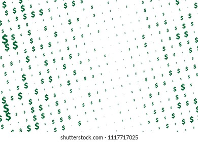 Green vector background with signs of dollars. Simple geometrical pattern with banking symbols. Smart design for your business advert of economic, wealth. Typographic design