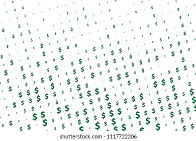 Green vector background with signs of dollars. Simple geometrical pattern with banking symbols. Smart design for your business advert of economic, wealth. Typographic design