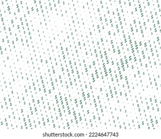 Fondo vectorial verde con signos de dólares. Patrón geométrico simple con símbolos bancarios.