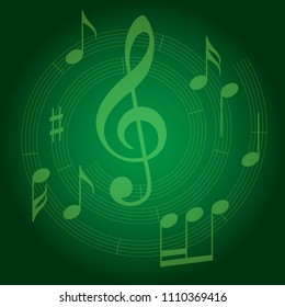 Green Vector Background Spiral Music Staff Stock Vector (Royalty Free ...