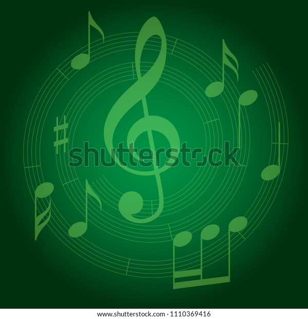 Green Vector Background Spiral Music Staff Stock Vector (Royalty Free ...