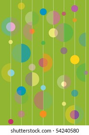 green vector background with stripes and  color bubbles