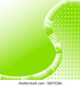 Green vector background with stripes and hearts