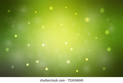Green vector background with xmas snowflakes. Modern abstract illustration with crystals of ice. The pattern can be used for new year leaflets.