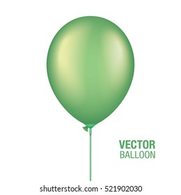 Green vector balloon on a plastic stick, isolated on background. Realistic balloon illustration for party, celebration, festival, birthday or branding design decoration.