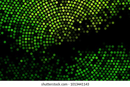 Green vector banner with set of circles, dots. Donuts Background. Creative Design Template. Technological halftone illustration.