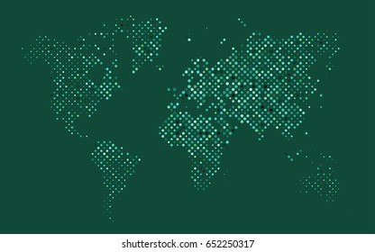 Green vector banner with set of circles, dots. Creative Design Template. Technological halftone illustration.