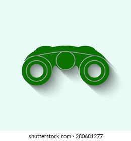 Green Vector Binocular Icon Symbol Set