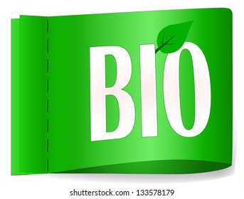Green vector bio label on white