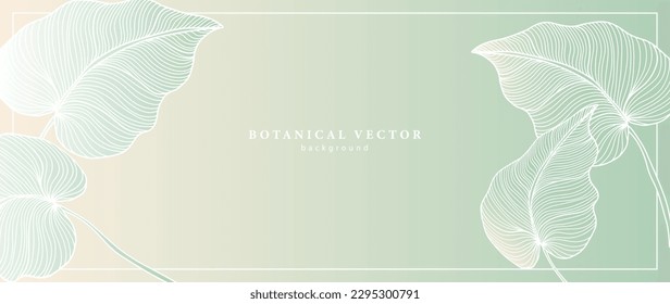 Green vector botanical background with palm leaves. Background for photos, text, postcards, business cards and presentations