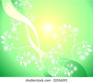 green vector bright floral card