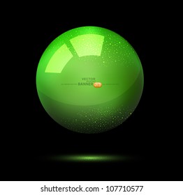 Vector verde, una brillante bola 3d sobre fondo negro