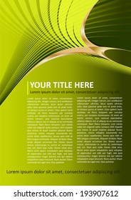 Green vector brochure and poster background with gold elements