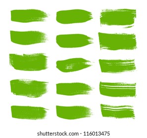 Green vector brush strokes collection