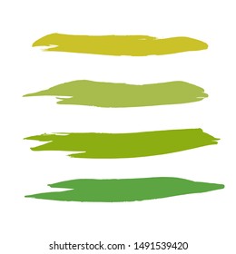 green vector brush strokes of paint on white background 
