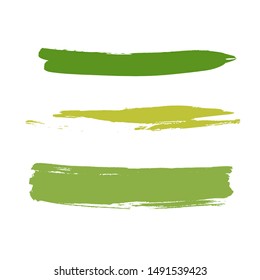 green vector brush strokes of paint on white background 