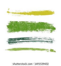green vector brush strokes of paint on white background 