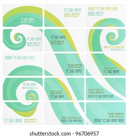 Green vector business card set with matching edges