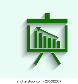 green Vector Business Growing Chart Presentation Icon