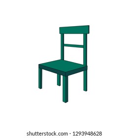 A green vector chair isolated on a white background