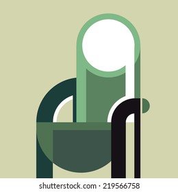 Green vector chair with, flat design