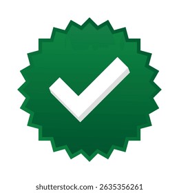 Green vector check mark icon for positive choice and success