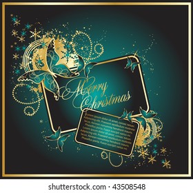 green vector christmas background with beauty butterfly