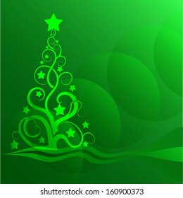 Green vector  Christmas card. With abstract tree.