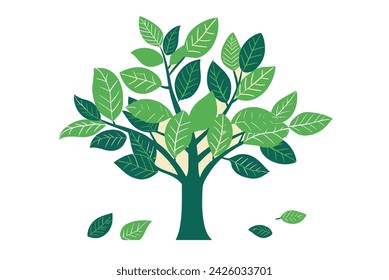 Green vector clipart tree with green leaves