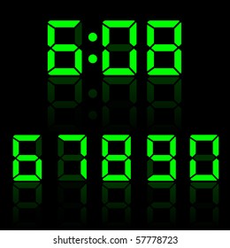 Green Vector Clock Digits