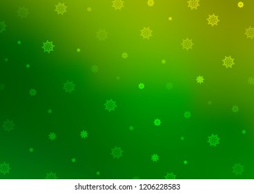 Green vector cover with beautiful snowflakes. Glitter abstract illustration with crystals of ice. The pattern can be used for year new  websites.