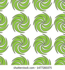 green Vector decorative continuous background using wavy lines, curves and circles. Composition can be used as wallpaper
