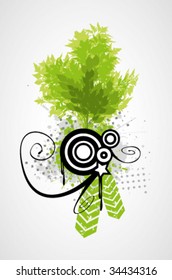 green vector design with plants and trees
