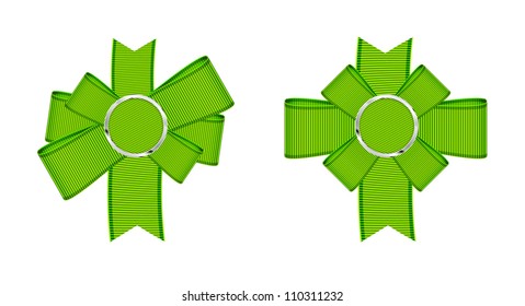 Green vector detailed textured ribbon textile bow knots