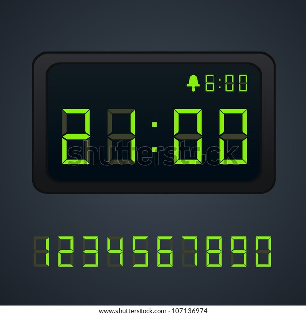 Green Vector Digital Clock Stock Vector (Royalty Free) 107136974 ...