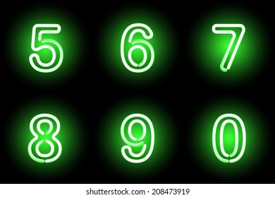 Green vector digits. Vector illustration.