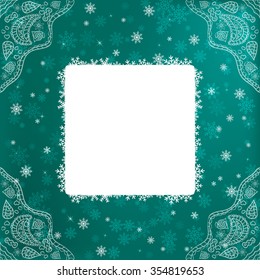 Green Vector doodle Merry Christmas and Happy New Year 2016 greeting card background for illustration template art design