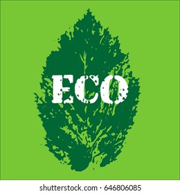 Green Vector Eco. For logo, healthy food illustrations, restaurant, badges, tags, cafe, packaging. Vegan icons.