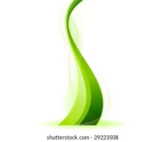 Green vector fantasy wave. Use of linear gradients, blends, global colors.