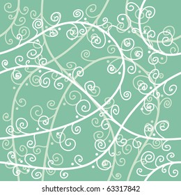 Green vector floral seamless background