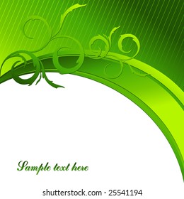 green vector floral template with copy space